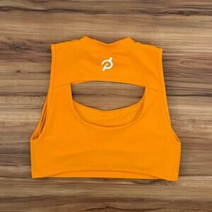 Peloton Orange Cutout Sports Bra Crop Top Women's Size M Athletic Workout